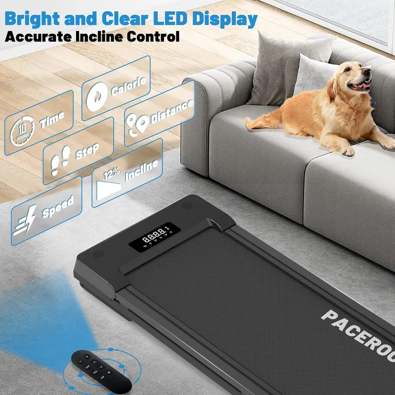 PACEROCKER Walking Pad Treadmill with 12% Auto Incline